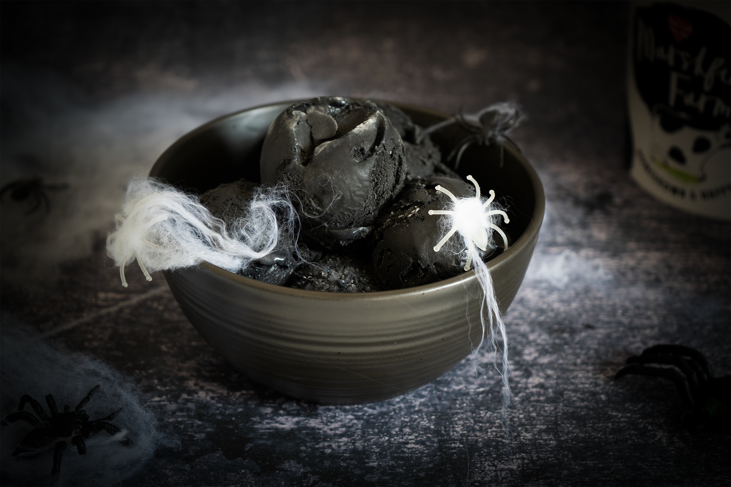 Marshfield Farm Black Vanilla Ice Cream Halloween Bowl