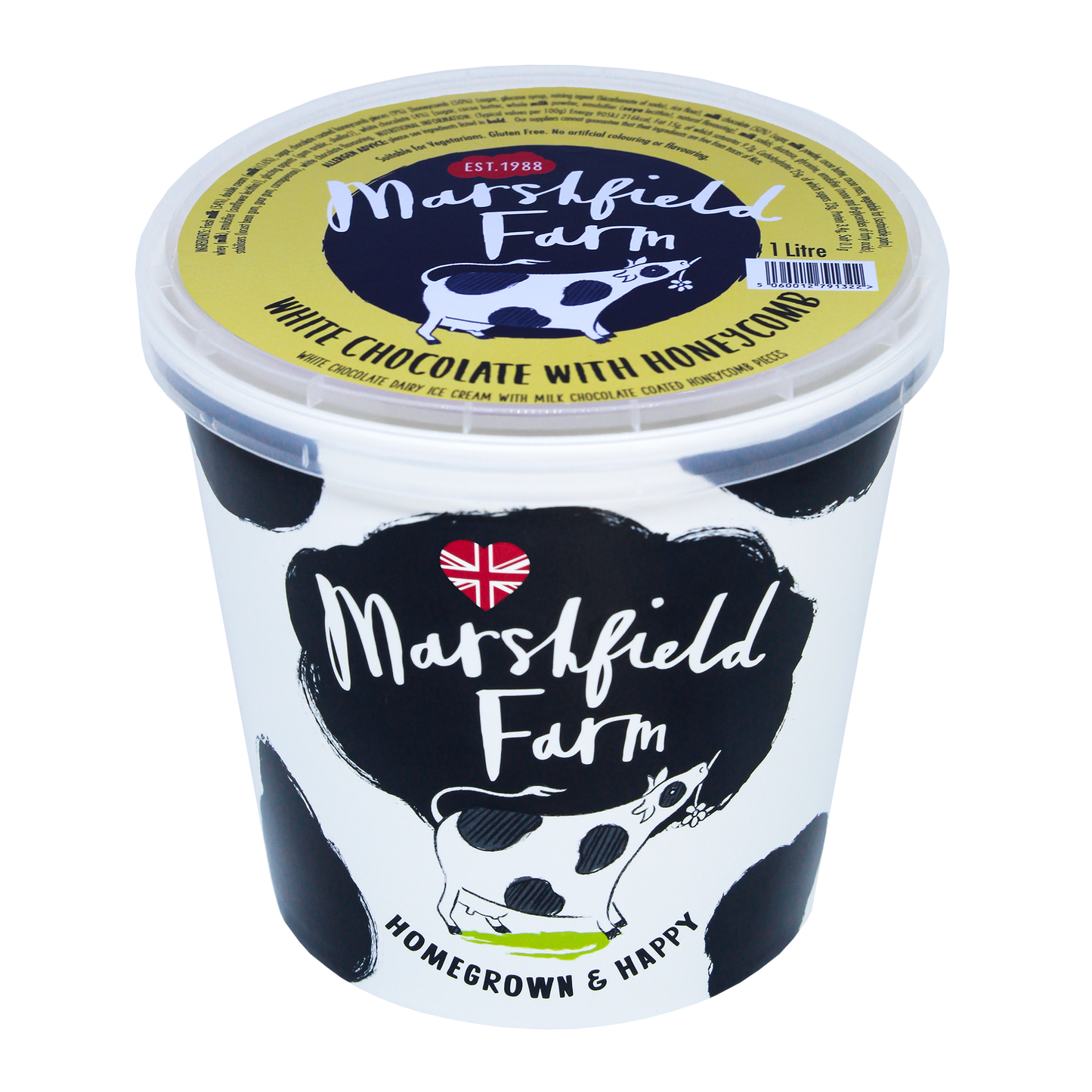 Marshfield Farm White Chocolate Honeycomb Crunch Ice Cream 1 Litre Tub