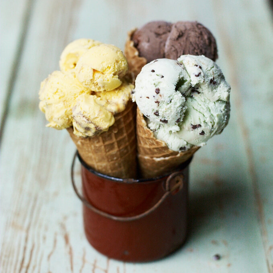 Ice cream cones in tub