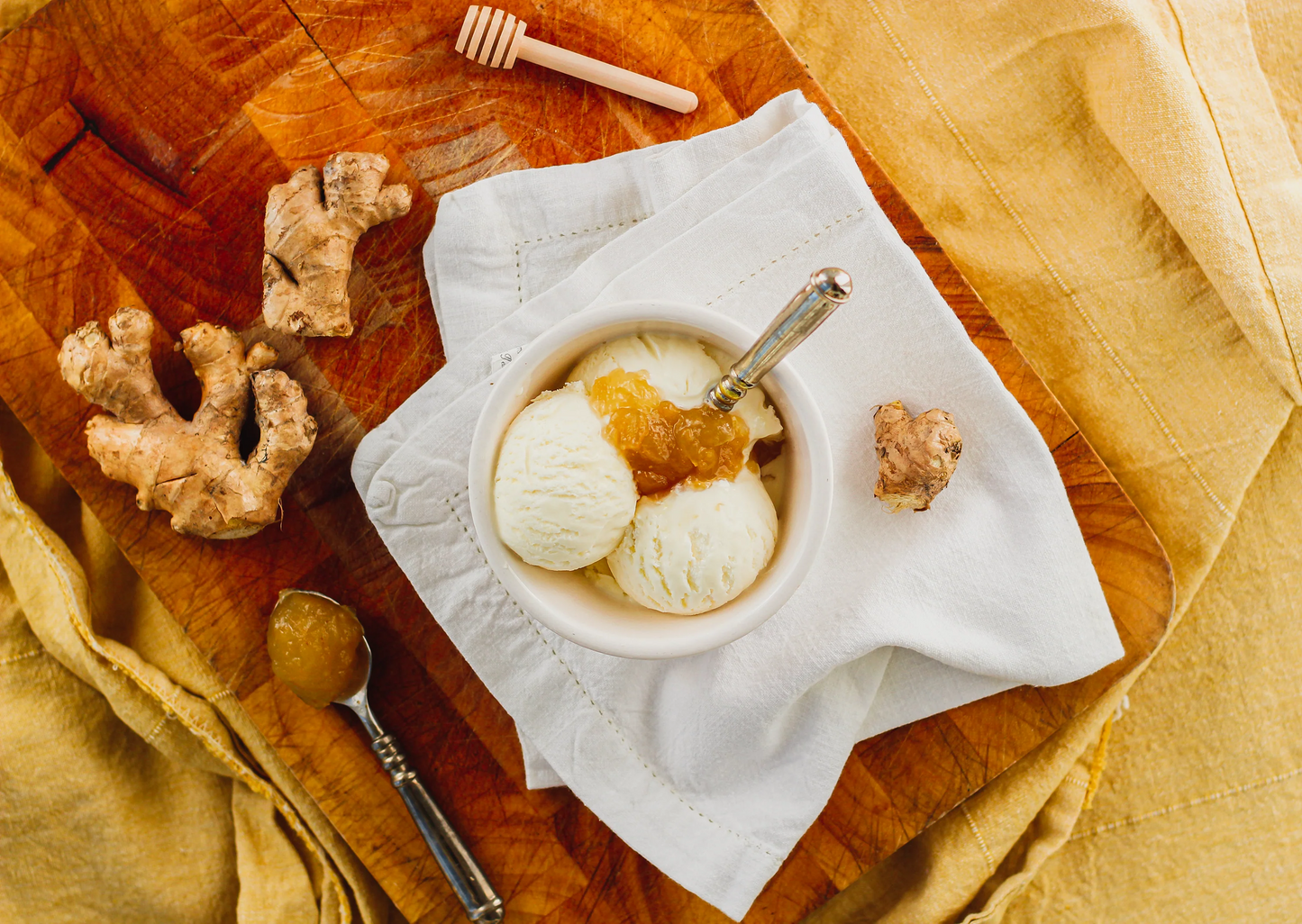 Honey and Stem Ginger Ice Cream