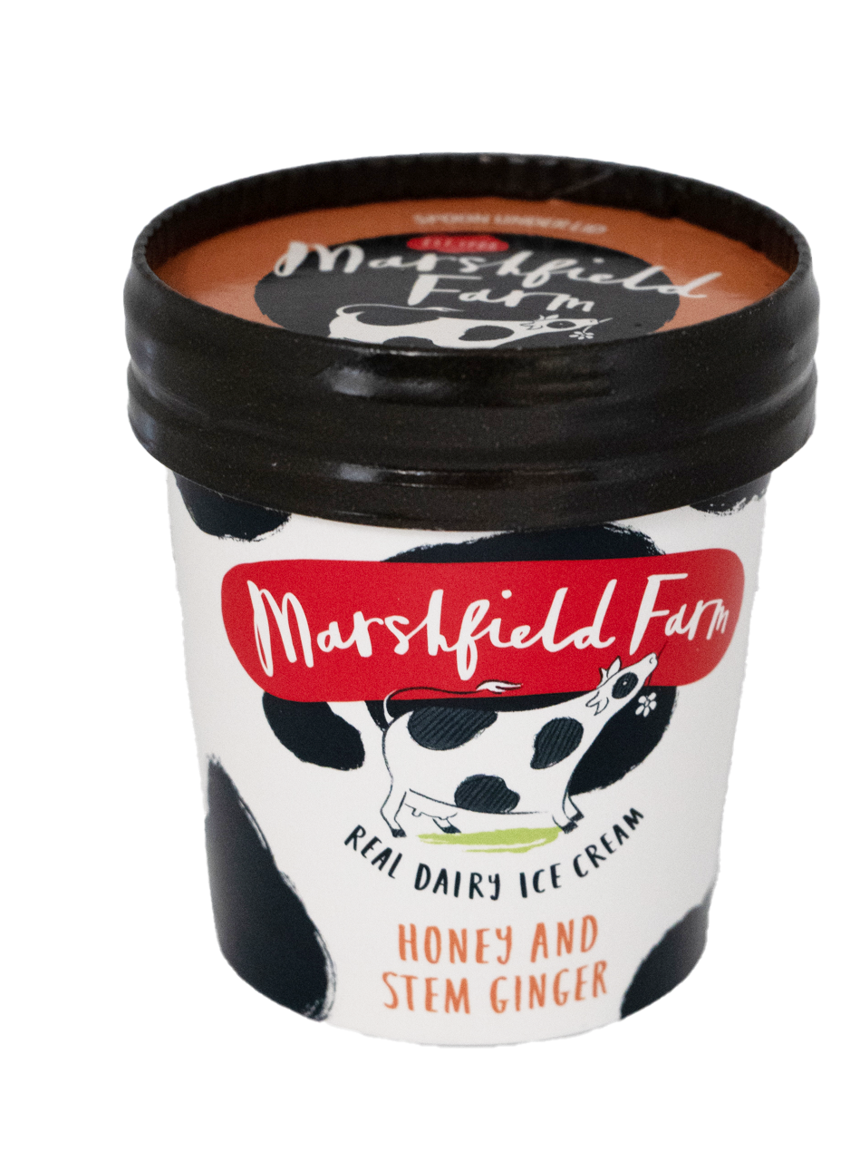 Marshfield Farm Honey and Stem Ginger Ice Cream 125ml Tub