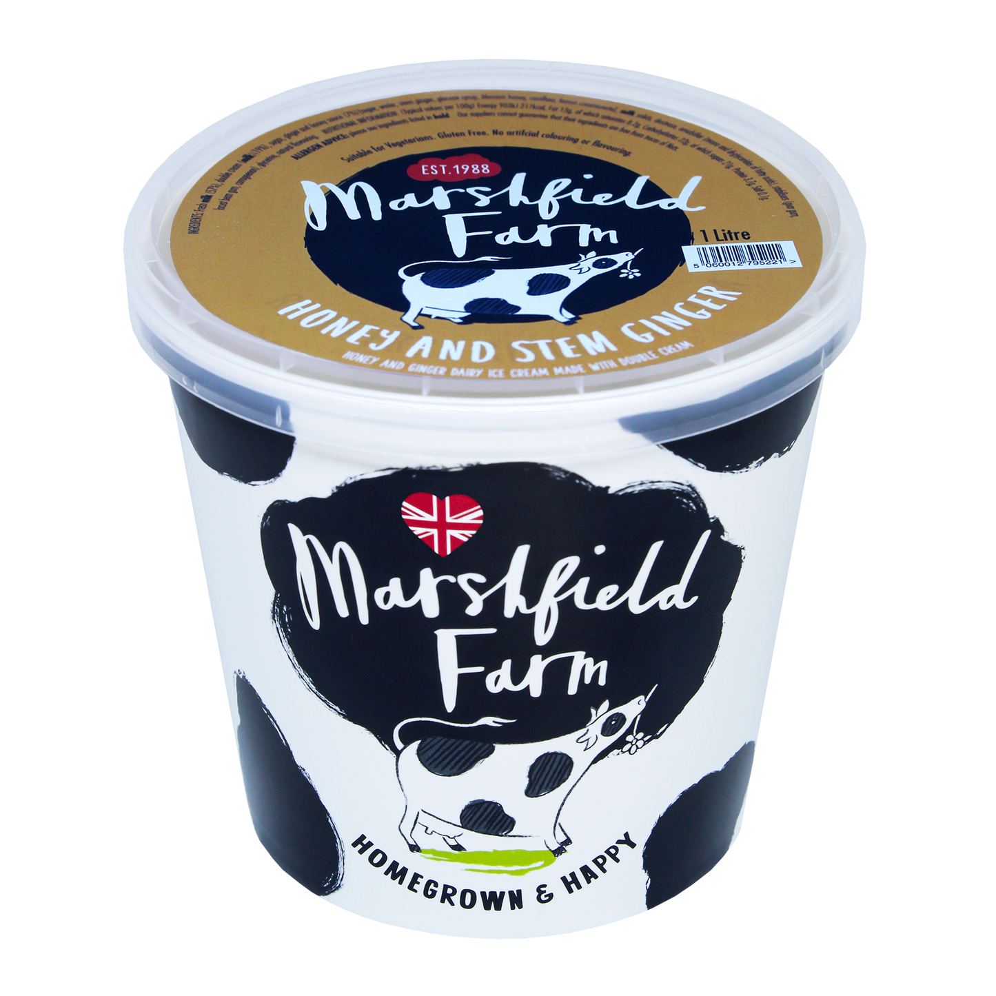 Marshfield Farm Honey and Stem Ginger Ice Cream 1 Litre Tub