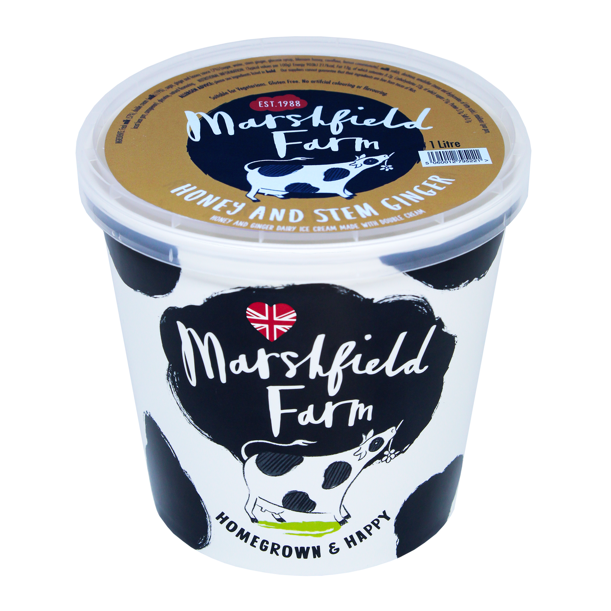 Marshfield Farm Honey and Stem Ginger Ice Cream 1 Litre Tub